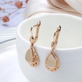 Kinel 585 Rose Water Drop Earrings Ethnic Bride Wedding Jewelry