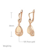 Kinel 585 Rose Water Drop Earrings Ethnic Bride Wedding Jewelry