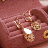 Kinel 585 Rose Water Drop Earrings Ethnic Bride Wedding Jewelry