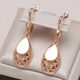 Kinel 585 Rose Water Drop Earrings Ethnic Bride Wedding Jewelry
