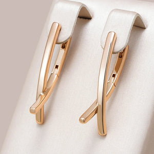 Kinel V Shape Dangle Earrings 585 Rose Earrings Fine Jewelry