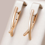 Kinel V Shape Dangle Earrings 585 Rose Earrings Fine Jewelry
