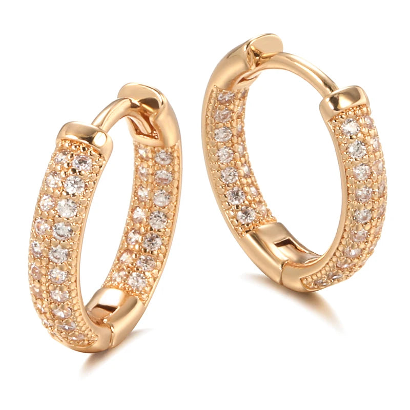 Kinel Natural Zircon Stud Earrings 585 Rose Classic Engagement Earring