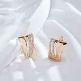 Kinel Glossy Dangle Earrings 585 Rose With Zircon Ethnic Wedding Jewelry