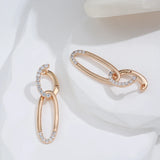 Kinel Glossy Dangle Earrings 585 Rose Oval Zircon Women Earrings