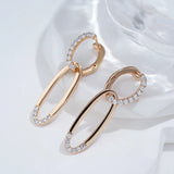 Kinel Glossy Dangle Earrings 585 Rose Oval Zircon Women Earrings