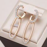 Kinel Glossy Dangle Earrings 585 Rose Oval Zircon Women Earrings
