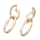 Kinel Glossy Dangle Earrings 585 Rose Oval Zircon Women Earrings