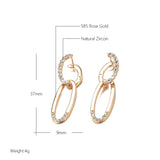 Kinel Glossy Dangle Earrings 585 Rose Oval Zircon Women Earrings