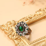 Kinel Green Stone Antique Rings Vintage Wedding Jewelry