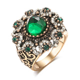 Kinel Green Stone Antique Rings Vintage Wedding Jewelry