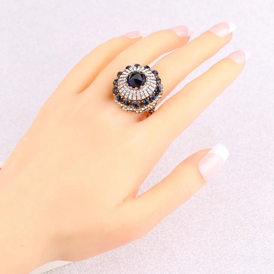 Kinel Vintage Crystal Antique Stone Ring for Women Party Gift