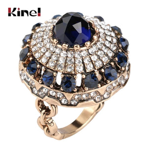 Kinel Vintage Crystal Antique Stone Ring for Women Party Gift
