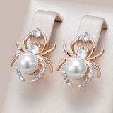 Kinel Punk Spider Pearl Earrings 585 Rose Silver Mix Retro Jewelry