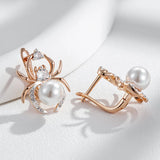 Kinel Punk Spider Pearl Earrings 585 Rose Silver Mix Retro Jewelry