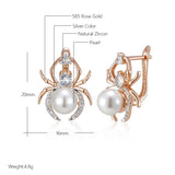 Kinel Punk Spider Pearl Earrings 585 Rose Silver Mix Retro Jewelry