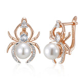 Kinel Punk Spider Pearl Earrings 585 Rose Silver Mix Retro Jewelry