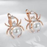 Kinel Punk Spider Pearl Earrings 585 Rose Silver Mix Retro Jewelry