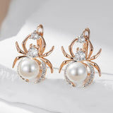 Kinel Punk Spider Pearl Earrings 585 Rose Silver Mix Retro Jewelry