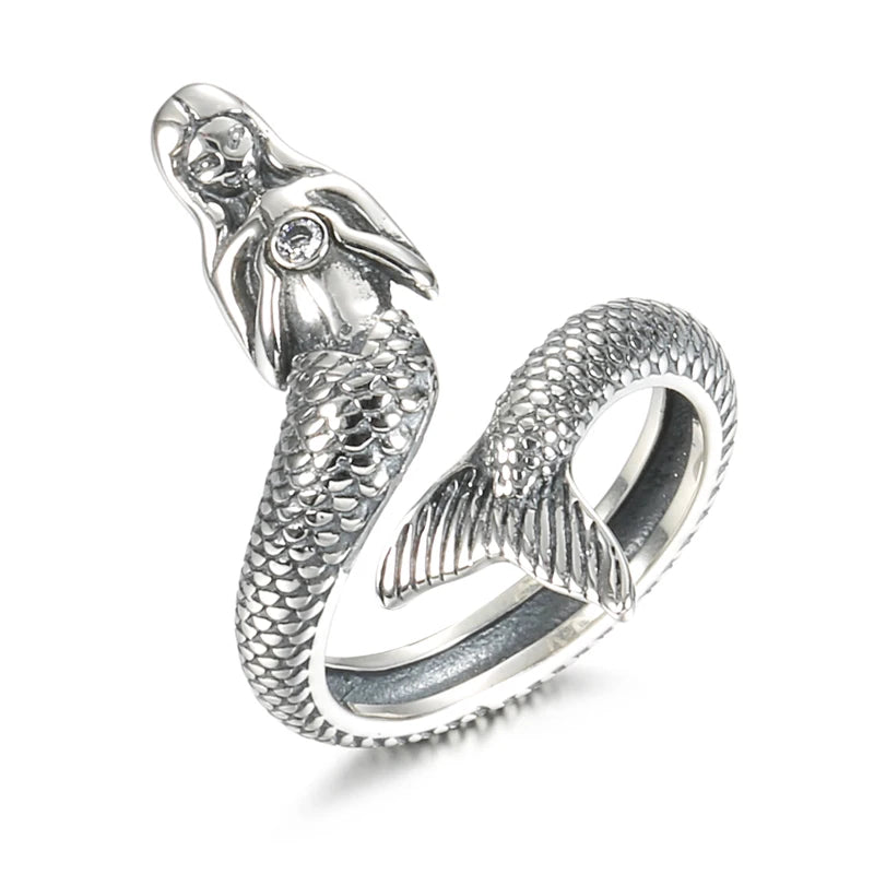 925 Silver Mermaid Family Finger Rings Silver Jewelry
