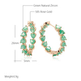 Kinel Hot Emerald Cut Zircon Big Hoop Earrings Wedding Jewelry