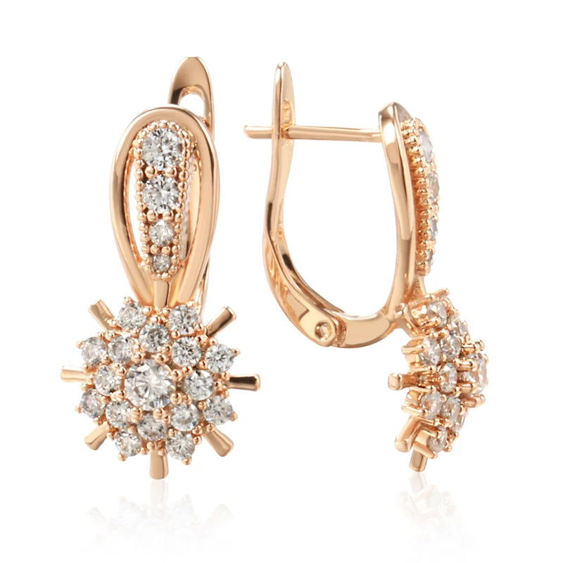 Vintage Rose Zircon Flower English Earrings 585