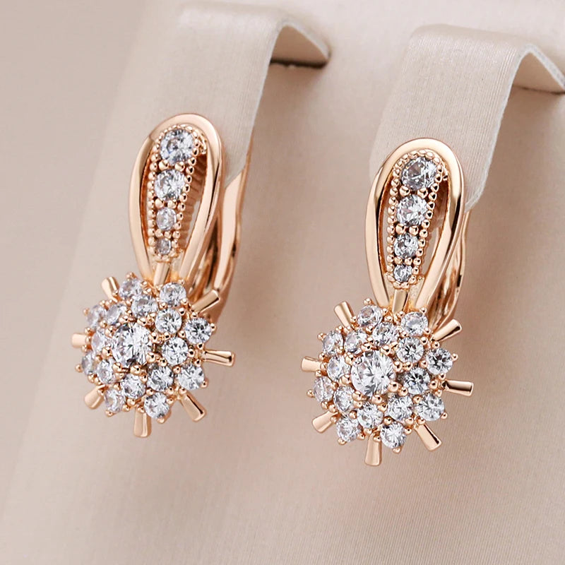 Vintage Rose Zircon Flower English Earrings 585