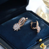 Vintage Rose Zircon Flower English Earrings 585