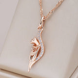 Kinel Natural Zircon Pendant Necklace 585 Rose Animal Vintage Daily Jewelry