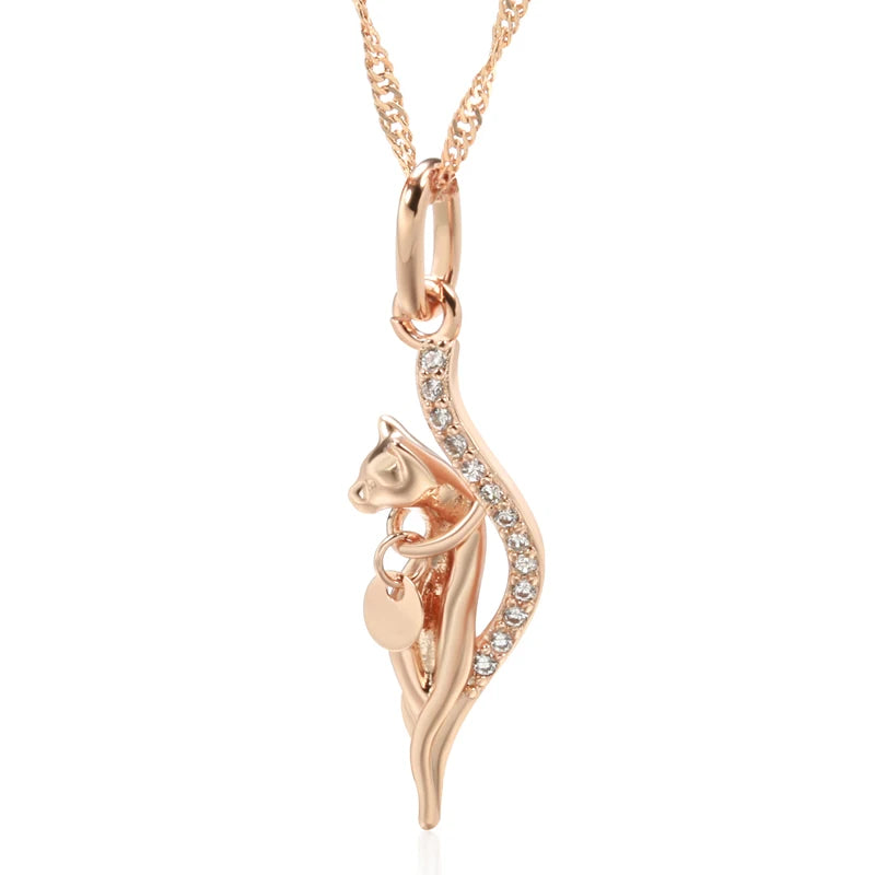 Kinel Natural Zircon Pendant Necklace 585 Rose Animal Vintage Daily Jewelry