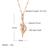 Kinel Natural Zircon Pendant Necklace 585 Rose Animal Vintage Daily Jewelry
