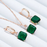 Kinel Green Stone Pendant Necklace 585 Rose