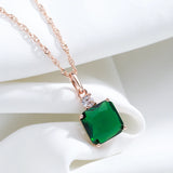 Kinel Green Stone Pendant Necklace 585 Rose