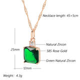 Kinel Green Stone Pendant Necklace 585 Rose