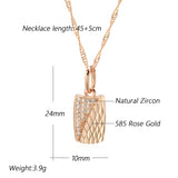 Kinel Hot Square Pendant Necklace 585 Rose Natural Zircon Ethnic Wedding Jewelry