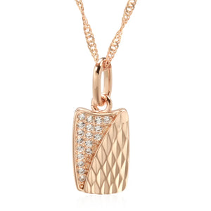 Kinel Hot Square Pendant Necklace 585 Rose Natural Zircon Ethnic Wedding Jewelry