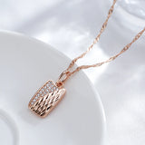 Kinel Hot Square Pendant Necklace 585 Rose Natural Zircon Ethnic Wedding Jewelry