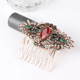 Kinel Vintage Red Crystal Flower Hair Comb