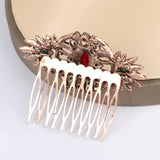 Kinel Vintage Red Crystal Flower Hair Comb