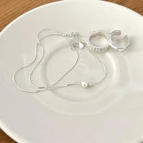 Kinel 925 Sterling Silver Round Bead Necklace Pearl Jewelry