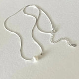 Kinel 925 Sterling Silver Round Bead Necklace Pearl Jewelry