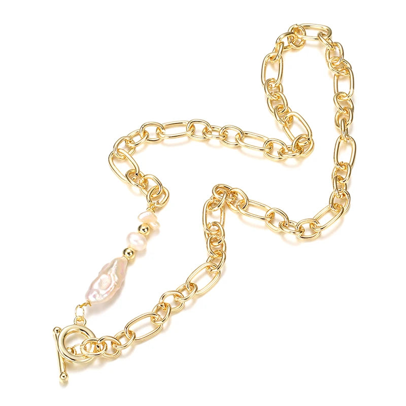 Kinel 18K Plated Baroque Pearl Choker Necklace