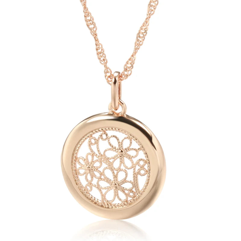 Kinel 585 Rose Boho Necklace Metal Flower Pendant Fine Jewelry