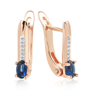 Kinel 585 Rose Silver Earrings Natural Stone Vintage Wedding Jewelry