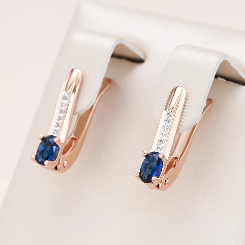 Kinel 585 Rose Silver Earrings Natural Stone Vintage Wedding Jewelry