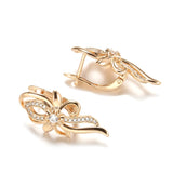 Kinel 585 Rose Crystal Flower Earrings with Zircon Bridal Wedding Jewelry