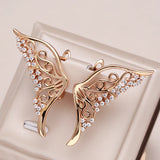 Kinel 585 Rose Women Earring Bling Zircon Dazzling Hollow Butterfly Stud