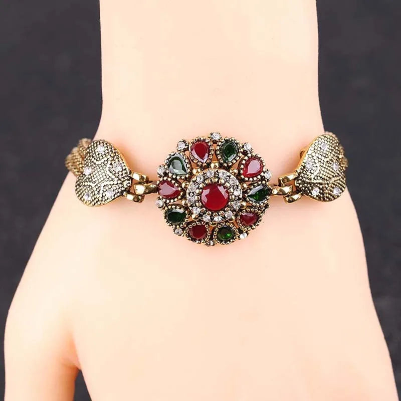 Kinel Boho Bracelet Tibetan Antique Grey Crystal Bangle