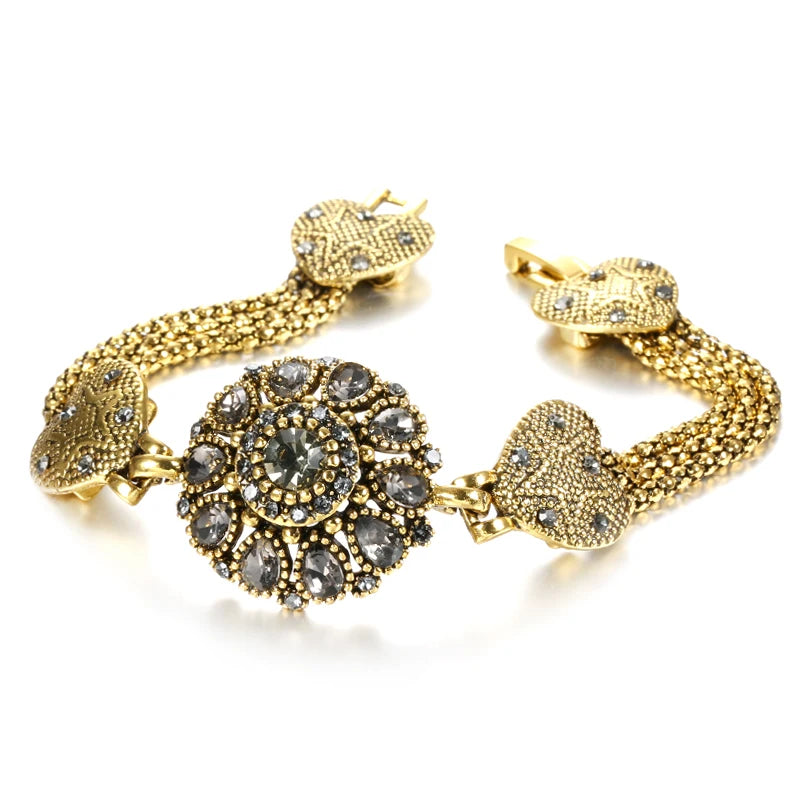 Kinel Boho Bracelet Tibetan Antique Grey Crystal Bangle