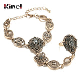 Kinel Boho Charm Bracelet Link Ring 585 Alloy Crystal Flower Link Bracelets